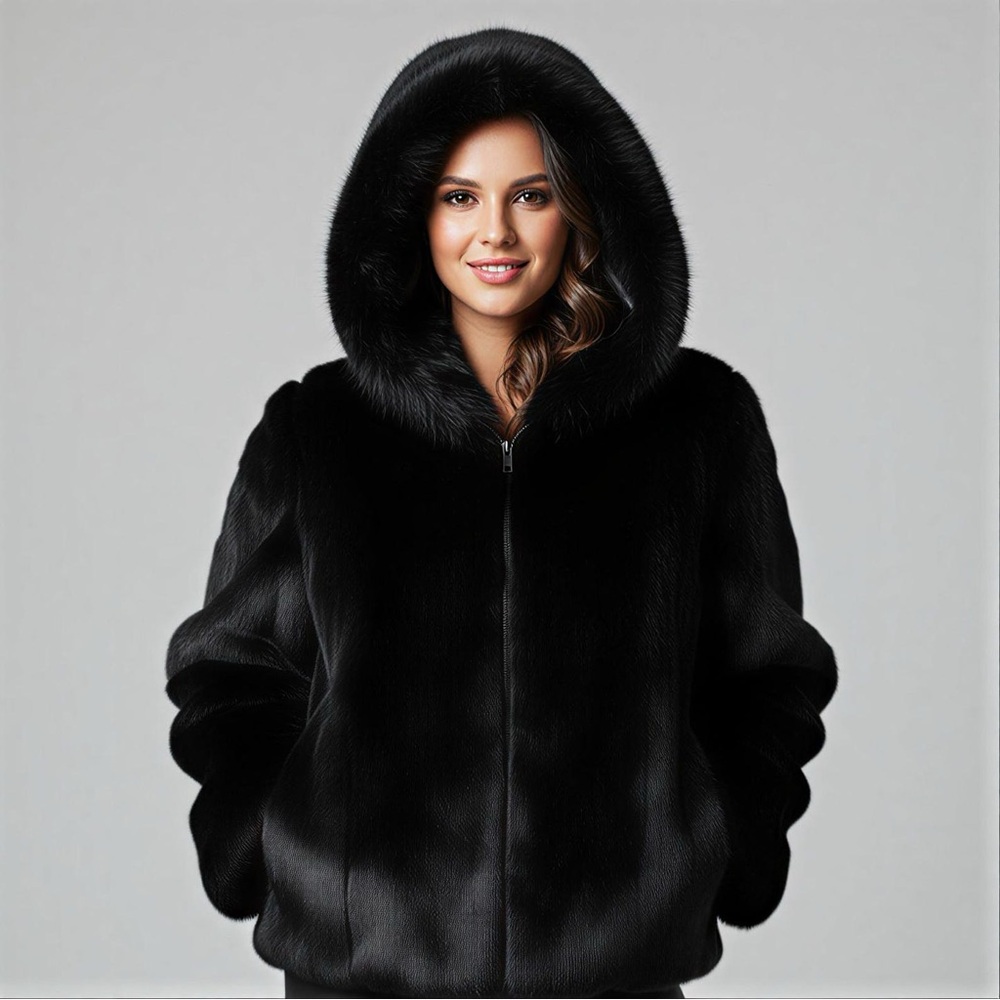 London Fog Elegant Black Teddy Jacket Sz.12 (Faux Fur outer shell)